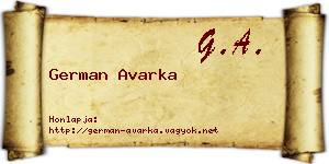 German Avarka névjegykártya